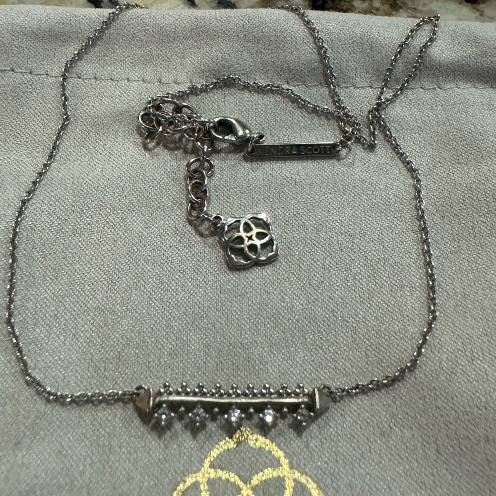 Kendra Scott silver arrow necklace with accents